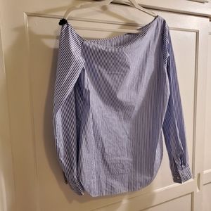 Theory off the shoulder striped shirt